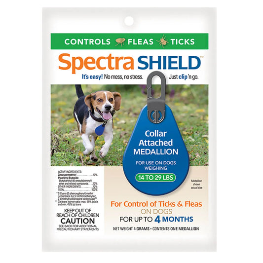 Spectra Shield Collar Attached Medallion for Small Dogs, 14 to 29Lbs