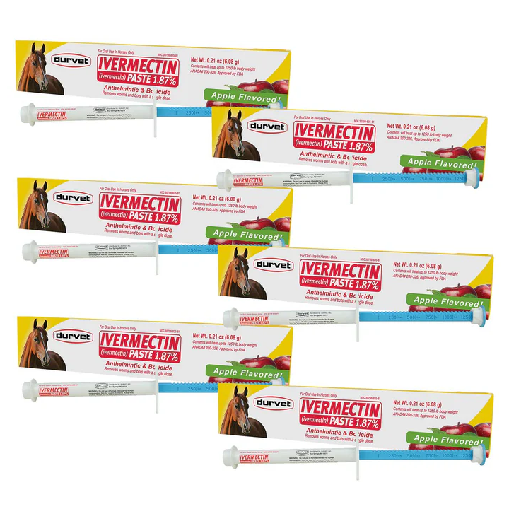 Durvet Ivermectin Horse Dewormer Paste 1.87%, Apple Flavor, 6.08 gm