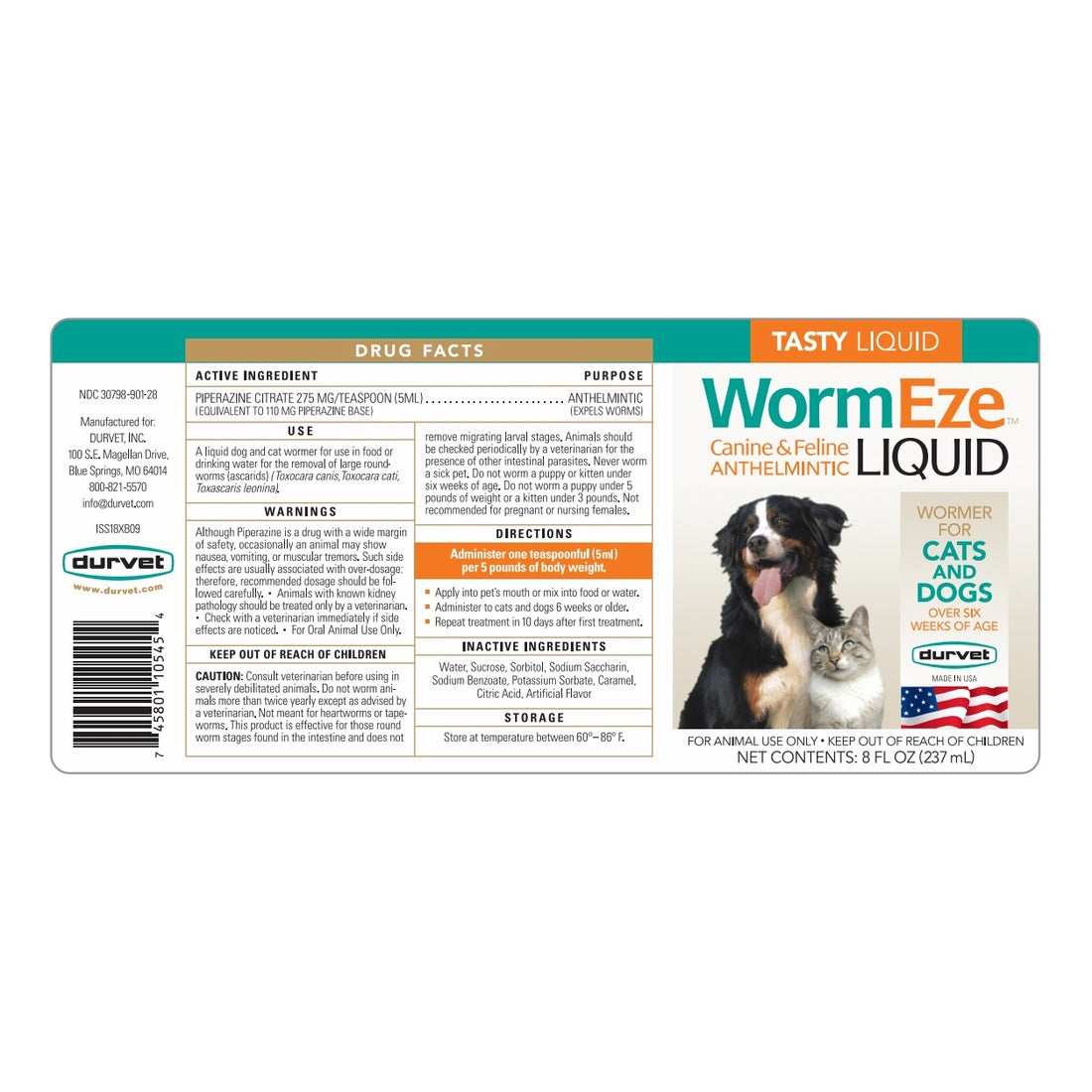 Durvet WormEze Liquid Canine & Feline Antihelmintic, 8 oz