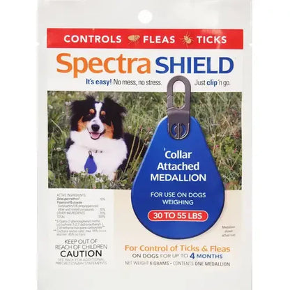 Spectra Shield Collar Attached Medallion for Dogs, 30 to 55 Lbs