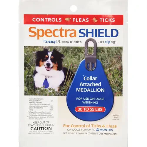 Spectra Shield Collar Attached Medallion for Dogs, 30 to 55 Lbs