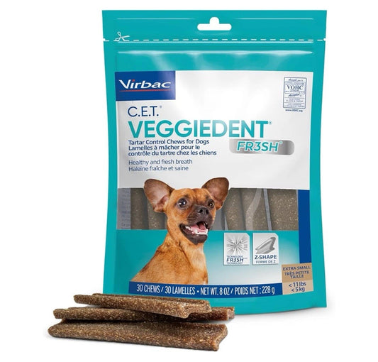 Virbac C.E.T. VEGGIEDENT FR3SH Tartar Control Chews for Dogs, Extra Small, 8 oz